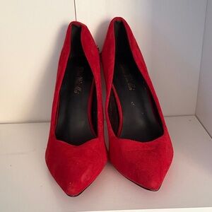 Elegant Red Suede Women's Heels